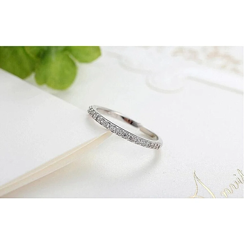 NEW Women's Simulated Diamonds 925 Sterling Silver Band Ring,‎ Adjustable